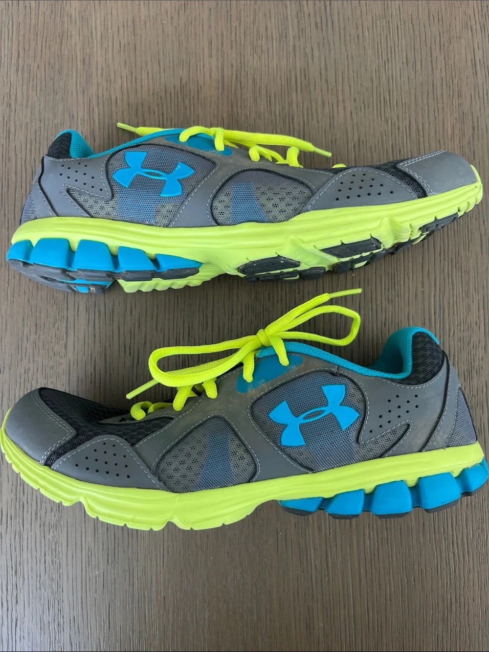 Under Armour Women’s Gray Running Shoes with Neon Yellow Accents